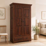 Lexington Sheesham Wood Wardrobe in Weathered Teak Finish