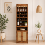 Lindford Sheesham Wood Bar Cabinet in Scratch Resistant Ebony Finish