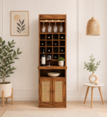 Lindford Sheesham Wood Bar Cabinet in Scratch Resistant Ebony Finish