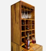 Lindford Sheesham Wood Bar Cabinet in Scratch Resistant Ebony Finish - Image 3