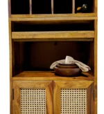 Lindford Sheesham Wood Bar Cabinet in Scratch Resistant Ebony Finish - Image 5