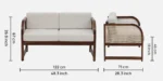 Lisbon Sheesham Wood 2 Seater Sofa in Provincial Walnut Finish - Image 3