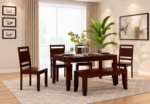 Luxury Solid Sheesham Wood 6 Seater Dining Table Set for Family Dining
