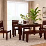 Luxury Solid Sheesham Wood 6 Seater Dining Table Set for Family Dining