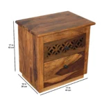 Luxury Solid Sheesham Wood Bedside Table - Image 3