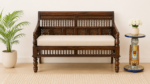 Mavento Premium Sheesham Wood Upholstered 2 Seater Sofa