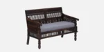 Mavento Premium Sheesham Wood Upholstered 2 Seater Sofa - Image 4