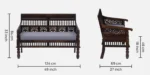 Mavento Premium Sheesham Wood Upholstered 2 Seater Sofa - Image 5