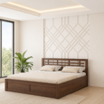 Meraki Sheesham Wood Bed with Drawer Storage in Natural Finish