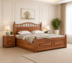 Milan Sheesham Wood Bed with Drawer Storage in Classic Honey Finish
