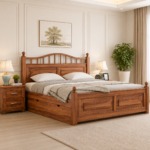 Milan Sheesham Wood Bed with Drawer Storage in Classic Honey Finish