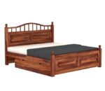 Milan Sheesham Wood Bed with Drawer Storage in Classic Honey Finish - Image 6