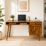 Milan Sheesham Wood Work Desk in Provincial Teak Finish