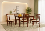 Modern 6 Seater Dining Table in Sheesham Wood with Natural Wood Finish