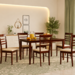 Modern 6 Seater Dining Table in Sheesham Wood with Natural Wood Finish