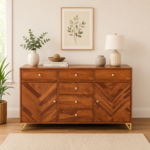 Modern Sheesham Solid Wood Utility Cabinet with Drawer and Storage Compartments
