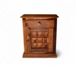 Modern Sheesham Wood Bedside Table with Drawer and Open Shelf in Natural Finish - Image 4