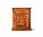 Modern Sheesham Wood Bedside Table with Drawer and Open Shelf in Natural Finish - Image 5