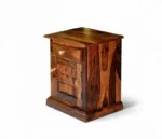 Modern Sheesham Wood Bedside Table with Drawer and Open Shelf in Natural Finish - Image 6
