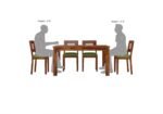 Modern Solid Sheesham Wood 6 Seater Dining Table Set with Chairs and Bench in Natural Finish - Image 3