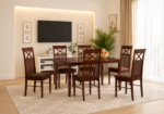 Natural Finish Sheesham Wood Dining Table Set with 6 Chairs