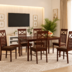 Natural Finish Sheesham Wood Dining Table Set with 6 Chairs