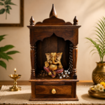Navira Solid Sheesham Wood Temple with Artistic Cutwork Design
