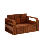 Norden Sheesham Wood Sofa Cum Bed in Scratch Resistant Walnut Brown Finish - Image 4