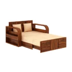Norden Sheesham Wood Sofa Cum Bed in Scratch Resistant Walnut Brown Finish - Image 6