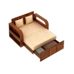 Norden Sheesham Wood Sofa Cum Bed in Scratch Resistant Walnut Brown Finish - Image 7