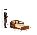 Norden Sheesham Wood Sofa Cum Bed in Scratch Resistant Walnut Brown Finish - Image 8