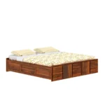 Norwin Sheesham Wood Bed with Box Storage in Teak Finish - Image 4
