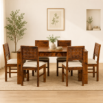 Orion Sheesham Wood Dining Table with Chairs in Honey Finish