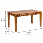 Orion Sheesham Wood Dining Table with Chairs in Honey Finish - Image 3