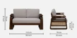Oslo Sheesham Wood 2 Seater Sofa in Dark Walnut Finish - Image 3