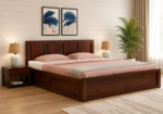 Oslo Sheesham Wood Bed with Box Storage in Rich Teak Finish