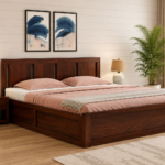 Oslo Sheesham Wood Bed with Box Storage in Rich Teak Finish