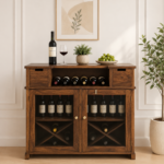 Pemberton Sheesham Wood Bar Cabinet in Scratch Resistant Cognac Finish