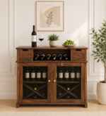 Pemberton Sheesham Wood Bar Cabinet in Scratch Resistant Cognac Finish