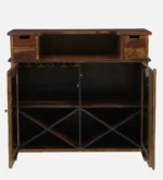 Pemberton Sheesham Wood Bar Cabinet in Scratch Resistant Cognac Finish - Image 2