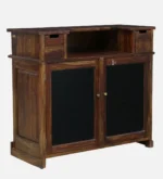 Pemberton Sheesham Wood Bar Cabinet in Scratch Resistant Cognac Finish - Image 6
