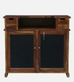 Pemberton Sheesham Wood Bar Cabinet in Scratch Resistant Cognac Finish - Image 8