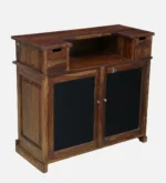 Pemberton Sheesham Wood Bar Cabinet in Scratch Resistant Cognac Finish - Image 9