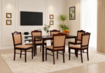 Premium 6 Seater Sheesham Wood Dining Table Set for Home and Dining Room in Natural Finish