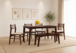 Premium Sheesham Wood 6 Seater Dining Table for Home in Natural Honey Finish