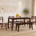 Premium Sheesham Wood 6 Seater Dining Table for Home in Natural Honey Finish