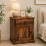 Premium Sheesham Wood Bed Side Table for Bedroom with Natural Wood Finish