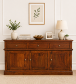 Premium Sheesham Wood Storage Cabinet with Drawer and Double Door Design in Teak Finish