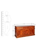 Premium Sheesham Wood Storage Cabinet with Drawer and Double Door Design in Teak Finish - Image 3