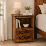 Premium Solid Sheesham Wood Bedside Cabinet